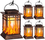 Brightever 4 Packs Solar Lanterns Outdoor Waterproof, Upgraded Flickering Flame Solar Lantern Lights with Handle, Auto On/Off Hanging & Standing Lantern for Yard Garden Table Decor, Bronze by Brightever