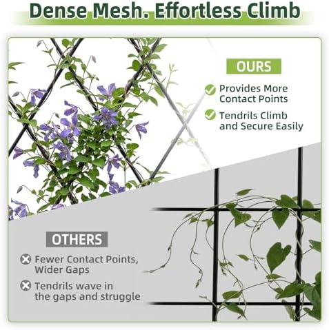 2 Pack 70.8" X 19.7" Metal Garden Trellis for Climbing Plants Outdoor - Rustproof Heavy Duty Arched Trellis - Decorative Rose Plant Support Trellis for Roses,Vines,Vegetables,Flowers,Black - Image 3