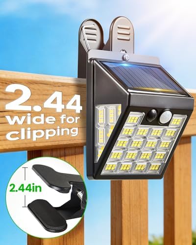 160LEDs Clip on Solar Lights Outdoor, Motion Sensor Outdoor Lights, Clip on Solar Fence Lights Outdoor, IP65 Waterproof Solar Lights for Deck Yard Garden Camping (4 Pack) - Image 2
