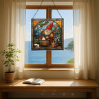 Gnome Making soap Stained Glass Suncatcher – Square Hanging Window Panel for Home, Garden, Nursery, Halloween, Christmas, Memorial Day – Whimsical Glass Art Gift for Gnome Lovers p4t1yu - Image 6