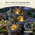 Giantex 5-Tier Water Fountain Outdoor, 18 Inch Cascading Stacked Stone Waterfall Fountain with Lights & Pump, Outside Zen Water Feature for Patio, Balcony, Deck, Garden, Yard Decor - Image 3