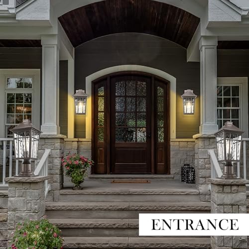 Darkaway Large Outdoor Sconce Lights Wall Light Fixtures,14inch Exterior Porch Light Outdoor Sconce Anti-Rust Outside Light with Water Ripple Glass for Patio Yard Garage, 2 Pack - Image 2