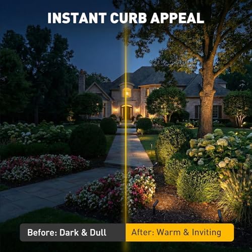 GOLDEN STAR Low Voltage Landscape Lights - 3W 100LM Compact Spotlights, 12V AC Cast Aluminum Accent Lighting, 2900K Warm White, Replaceable MR11 LED Bulb, with Reinforced Stakes - Image 5