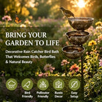 Rain Catcher Bird Bath for Outdoors, 3-Tier Metal Garden Stake Bird Bath, Rustic Rainwater Catcher Garden Decor, Bird & Butterfly Water Station for Yard, Patio, Flower Bed, Lawn and Garde (Bronze) - Image 5
