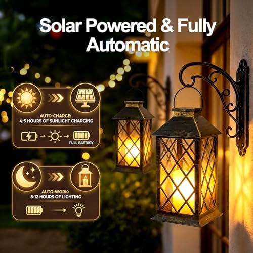 Large Solar Lanterns Outdoor Waterproof - Hanging Solar Lantern with Glass - Image 2