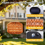 2 Pack Solar Hanging Lanterns Outdoor Waterproof, Solar Rattan Chandelier Outdoor with 7.75in Boho Lantern, Hanging Pendant Lights for Outside Tree, Patio Decor for Garden Gazebo Porch Backyard Gifts - Image 3