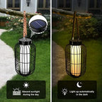 pearlstar Large Solar Powered Lantern Outdoor-Heavy Duty Metal Hanging Lights Decorative Solar Table Lamp Waterproof for Outside Patio Yard Garden Porch Tabletop Decor (Black) - Image 4
