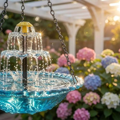 2026 Spring Solar Cascade Hanging Bird Bath Fountain for Outdoor Garden Decor, Metal Hanging Birdbath with Solar Pump for Backyard, Patio, Yard, Attracts Birds and Hummingbirds (Orange, Upgraded) - Image 2