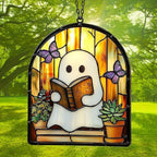 Funny Ghost Reading Book Acrylic Suncatcher - Image 3