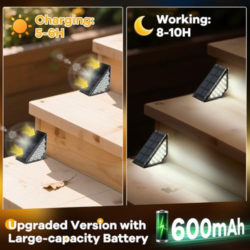 BKBB PPBB Solar Step Lights for Outside, Solar Stair Lights Outdoor Waterproof, Deck Step Lights for Fence, Patio, Yard, Porch, Front Door, Sidewalk, Garden, Patio Decor (6, Cool White) - Image 6