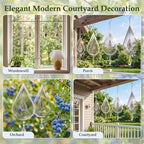 4 PCS 19" 3D Hanging Wind Spinners Water Droplets Stainless Steel Double Sided Hanging Decor for Outdoor and Gardens, Bird Devices Deterrent to Scare Birds Away from Yard Patio Farm - Image 7