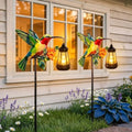 Hummingbird Solar Stake Lights Outdoor Waterproof, 2 Pack Metal Garden Statues with Hanging Lanterns, Path Light Yard Art Decor, Birthday Gifts for Women Mom, Patio Backyard Lawn Ornaments by NiniTeLIGHTS