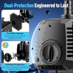 POPOSOAP 880GPH Submersible Water Pump, Water Fountain (85W 3200L/H) with 10.5FT High Lift Adjustable & 3 Nozzles & 16.4FT Cord, Ultra Quiet Aquarium Pump for Pond Fountain Waterfall Hydroponics-Q105 - Image 2