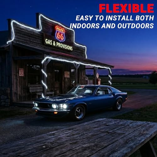50ft Rope Lights For Outside, Connectable & Flexible Tube Lights with 8 Modes Controller,Waterproof White LED Rope Lighting for Deck,Garden,Pool,Patio,Bedroom, Indoor & Outdoor Landscape Strip Lights - Image 6