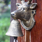 Outdoor Bell Cast Iron, Bull Head Dinner Bells for Outside Farmhouse Front Door Entry Wall Decor, Vintage Bronze Hanging Welcome Bell, Manually Shaking Bells - Image 3