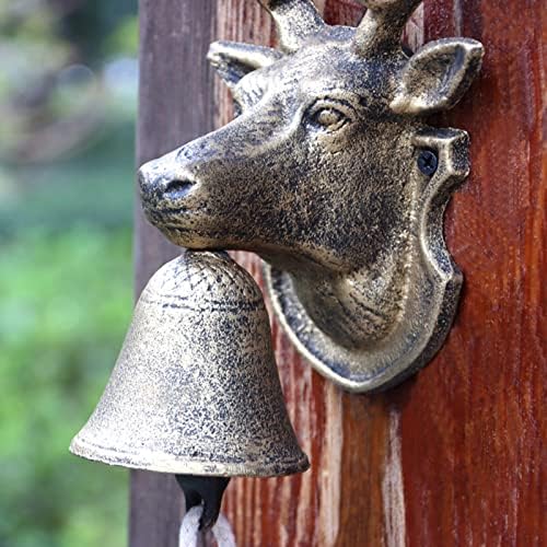Outdoor Bell Cast Iron, Bull Head Dinner Bells for Outside Farmhouse Front Door Entry Wall Decor, Vintage Bronze Hanging Welcome Bell, Manually Shaking Bells - Image 3