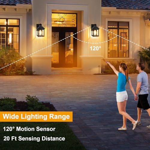 Auzev Solar Sconce Lights Outdoor Wall Mount Solar Porch Light Exterior - Image 4