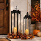 24" 19" Large Decorative Lanterns, 2 Pcs Black Floor Lanterns with Candles by MATAHUMbeyourbetterchoice