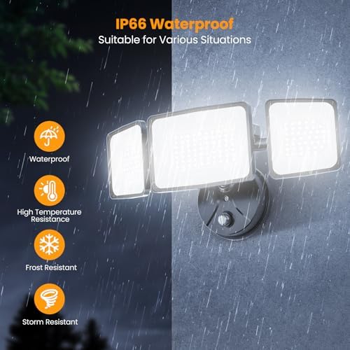 Onforu 130W Dusk to Dawn Flood Lights Outdoor,6500K Outdoor Lighting,13000LM Super Bright Lights,IP65 Waterproof Hardwired LED Security Lights for Garage,Yard,Outside - Image 5