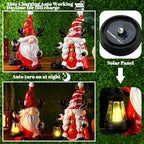 Suzile 2 Pack 9.4 Inch Gnome Statue Christmas Garden Decor with Solar Lights Resin Outdoor Christmas Decoration Figurine with LED Lantern Outside for Courtyard Lawn Patio Porch Housewarming Gift - Image 5