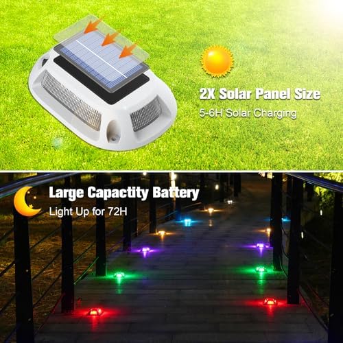 VOLISUN Solar Driveway Lights Dock Deck Lights 12 Pack,9 Colors in 1 Led IP67 Waterproof Outdoor Warning Step Lights for Driveway Sidewalk Pathway RGB - Image 2