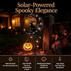 Solar Halloween Black Cat & Pumpkin Moon Metal Garden Stake Light, Waterproof Solar Outdoor Decor, Auto Dusk Light Ornament for Yard Lawn Patio Pathway - Image 3
