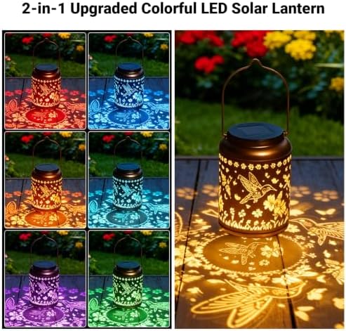 2 Pack Waterproof Hummingbird Solar Lantern Outdoor Hanging Garden Light - Image 2