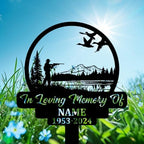 Personalized Hunter Grave Marker Mallard Hunting Memorial Garden Stake 8-24 inch Hunter Dad Loss Gift, Hunter Memorial Gift Loss of Loved One (Mallard Hunting) - Image 2