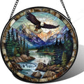 9.84 Inch Wilderness Eagle Summit Stained Glass Window Hanging Sun Catcher Glass Panel Suncatcher Indoor Window Wall Art Home Decor Gift for Lovers Women Mother's Day Christmas by Unknown