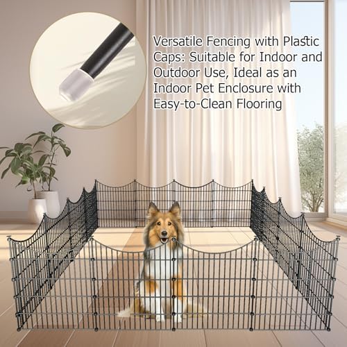 10 Panel No Dig Metal Garden Fence 32"H x 23.6'L Dog Fence Outdoor for Yard - Image 4