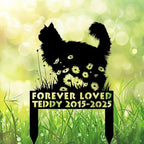 Custom Longhair Cat Memorial Stake, Cat Standing on Flowers Grave Marker, Personalized Pet Loss Gift Metal Garden Plaque (Cat Standing on Flowers) - Image 2