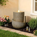 18H Modern Outdoor Water Fountain Zen-Style with Warm LED Lights by Bumilgar
