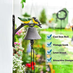 Sungmor Cast Iron Dinner Bell, Outside Farmhouse Door Bell, Wall Hanging Bell, Antique Lovely Color Birds Decorative Manually Shaking Doorbell, Indoor Outdoor Wall Mounted Ornamental Dinner Bell - Image 6