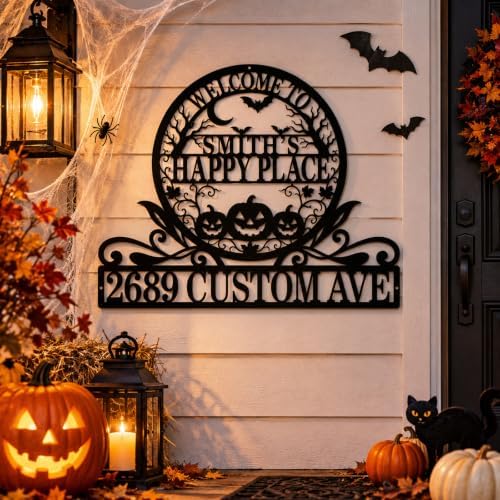 Personalized Halloween House Number Sign, Custom Family Name Address Sign - Image 2