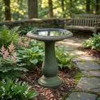 Tall Bird Bath for Outside 23 Inch Roman Green - Stone-Resin Composite Pedestal Birdbath Bowl - Decorative Standing Outdoor Garden Decor for Front Porch Patio Yard Backyard Lawn Ornament - Image 5