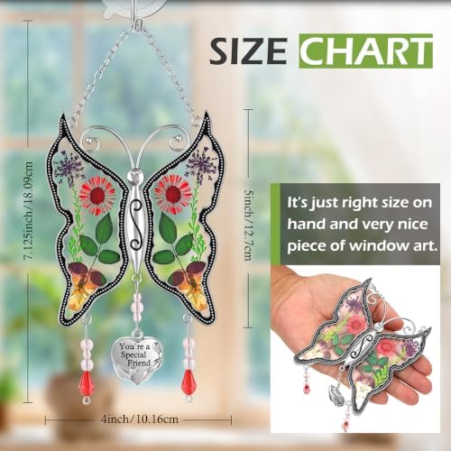 KY&BOSAM Gift for Friend Butterfly Suncatcher Stained Glass Window Hanging - Image 5