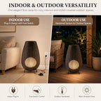 Outdoor Rattan Floor Lamp,Coffee Wicker Lampshade,for Patio and Garden - Image 5