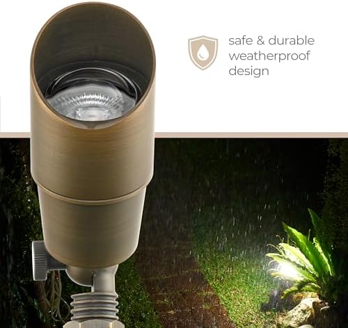 Amped Landscape Lighting 12V Accent Spot Light with MR16 Socket in Aged Brass Solid Copper Enhanced Protection for Coastal Environments - Image 4
