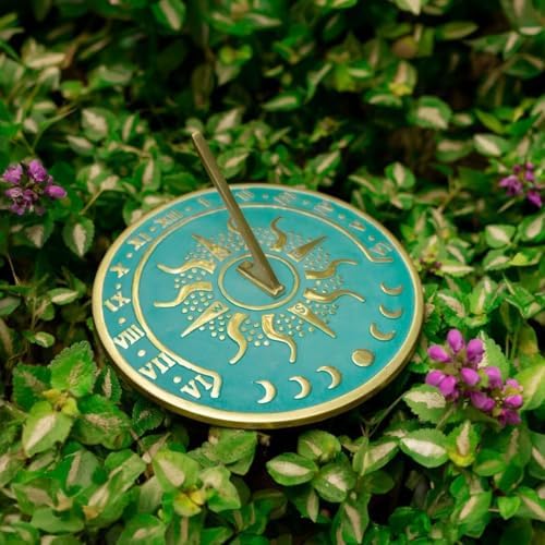 Solstice NESW Summer Vibes Sun Clock Sundial Blue Verdigris Finish 10" Dia Vintage Sun Dial Garden or Lawn Clock Compass Round Patio Outdoor Compass Sundials for Yards - Image 4