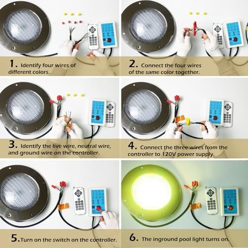 Pool Lights for Inground Pool, 54W 10 Inch Large LED Multicolor Inground Pools LED Light with 100 Foot Cord for Wet Niche, APP & Remote Control - Image 5