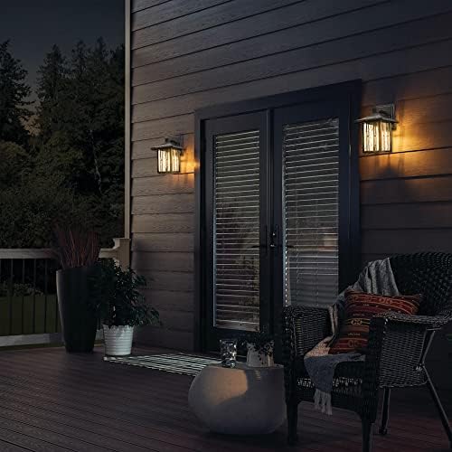 Outdoor Porch Lights with GFCI Outlet, Black Exterior Wall Lights Fixture for House, Patio Lights Wall Mount with Water Ripple Glass, Waterproof Outside Wall Sconce for House, 2 Packs - Image 7