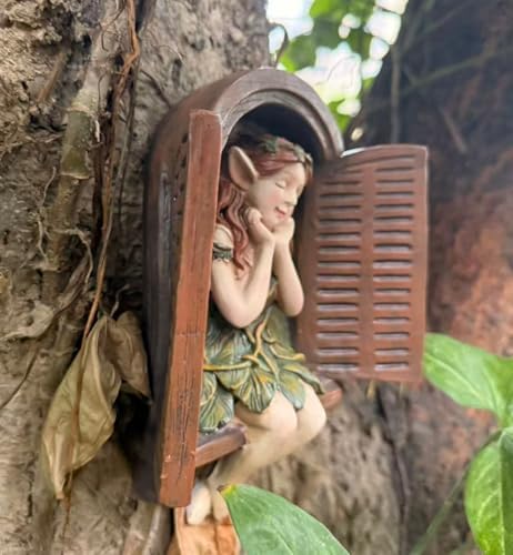 Flower Fairy Statue Tree Face Outside Yard Art Garden Statue Decorations - Image 7