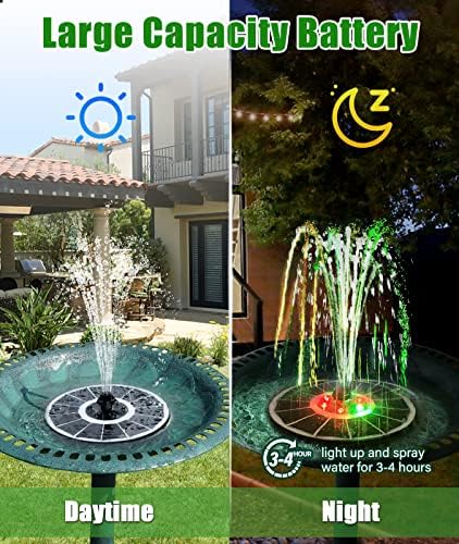 SZMP Solar Fountain Upgraded 100% Glass Panel & Solar Fountain 3.5W Bird Bath Fountains with Flower 2023 Upgraded Glass Panel (Black) - Image 4