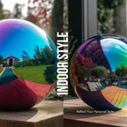 10 Inch Stainless Steel Gazing Globe,v2croft Hollow Ball Mirrored Surface Polished Shiny Sphere,Garden Stainless Steel Gazing Ball for Outdoor Lawn Pond Yard Ornament(rainbow) - Image 5