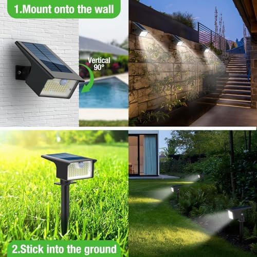nipify 6 Pack 62 LED Solar Spot Lights Outdoor Motion Sensor with 3 Modes - Image 4