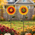 Topadorn Metal Sunflower Garden Stakes, 2 Pack 39" Fall Outdoor Decor by Topadorn