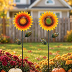 Topadorn Metal Sunflower Garden Stakes, 2 Pack 39" Fall Outdoor Decor by Topadorn
