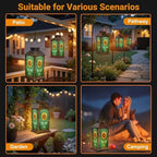 Stained Glass Style Solar Lantern Outdoor Garden Hanging Lantern Intricate Sunflower Stained Glass Art Spring Hues Waterproof Solar Powered Lighting Outside Table Lamp for Patio Deck Yard Camping - Image 5