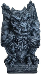 Relaxdays Gargoyle Gothic Figurine, H x W x D: 42 x 28 x 28 cm, Polyresin, UV-Resistant, Weatherproof Garden Decoration, Grey by Relaxdays