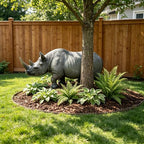 27.5" Large Realistic Rhinoceros Garden Statue Resin Sculpture - Image 4